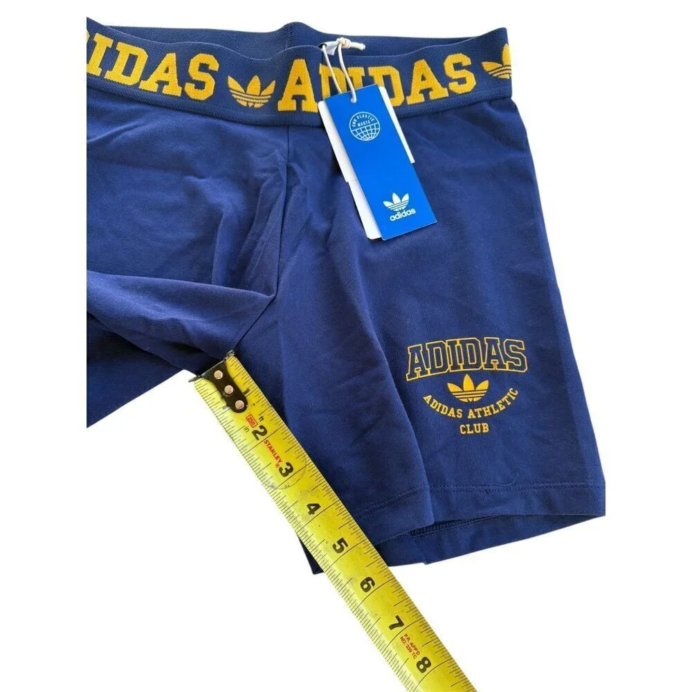 Adidas Womens Booty Shorts Blue/Yellow Size S Athletic Fit Cotton Blend Comfort